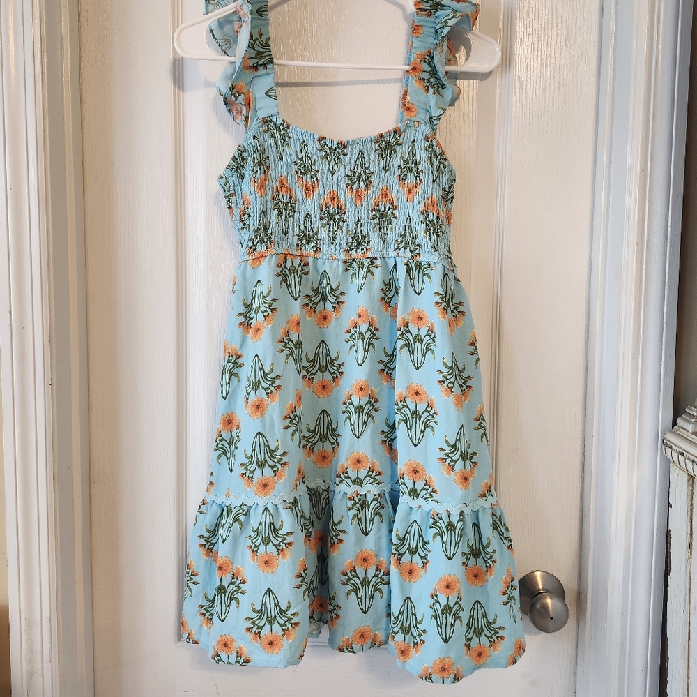 Floral Blue and Orange Dress